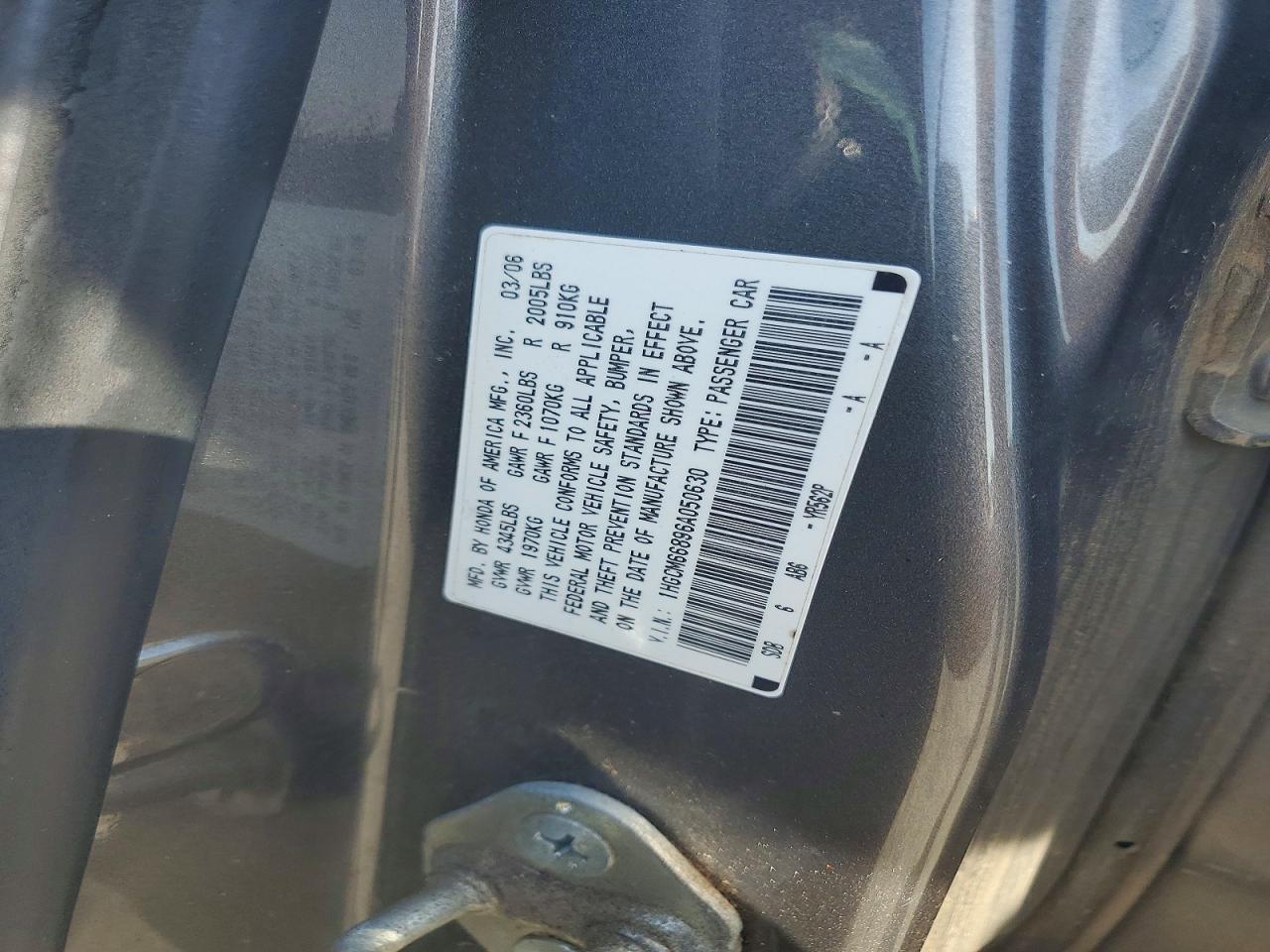2006 HONDA ACCORD EX photo 12