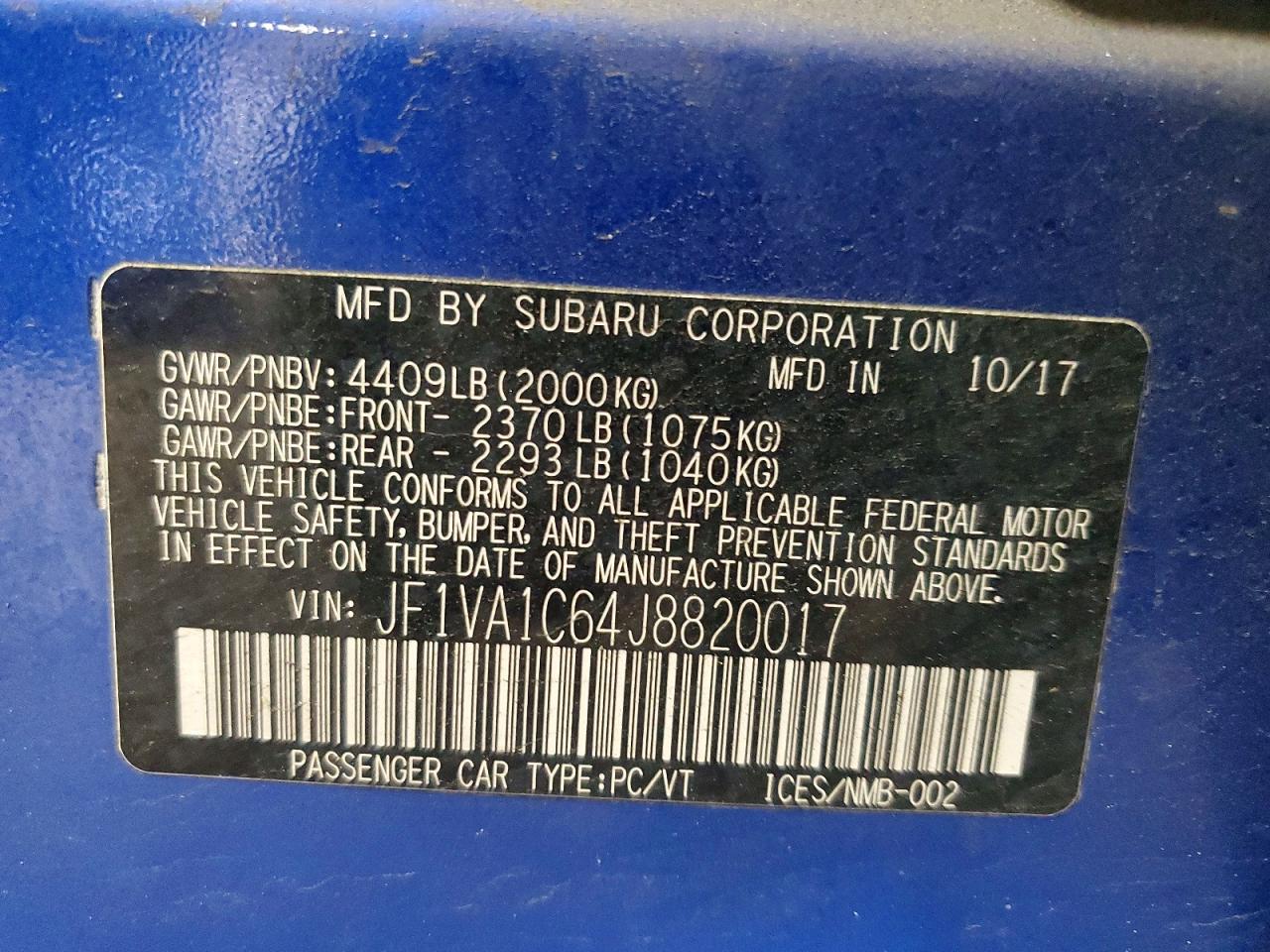 2018 SUBARU WRX PREMIUM photo 12
