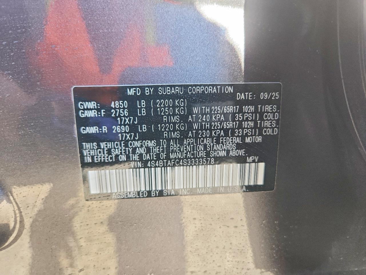 2025 SUBARU OUTBACK PREMIUM photo 14