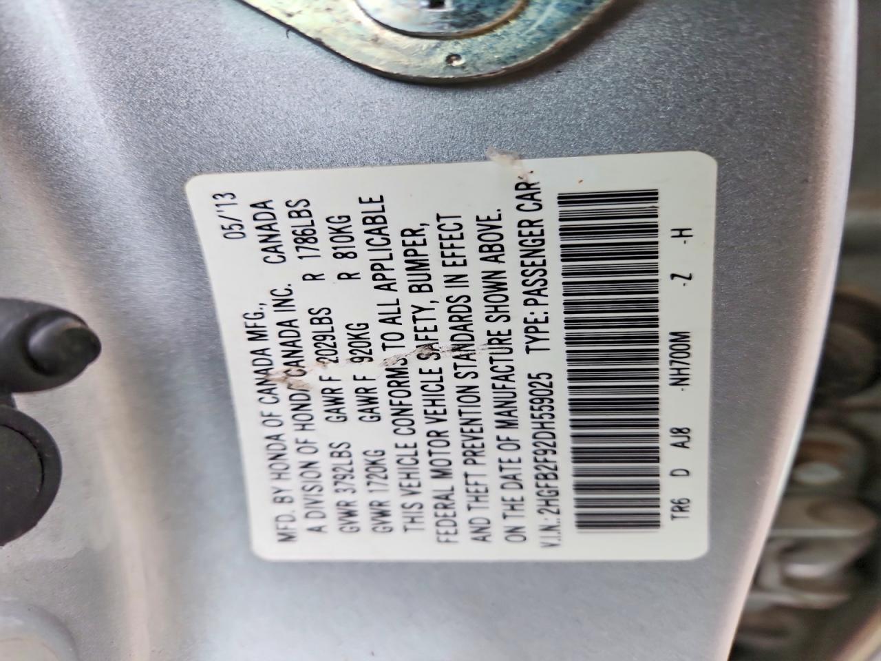 2013 HONDA CIVIC EXL photo 12