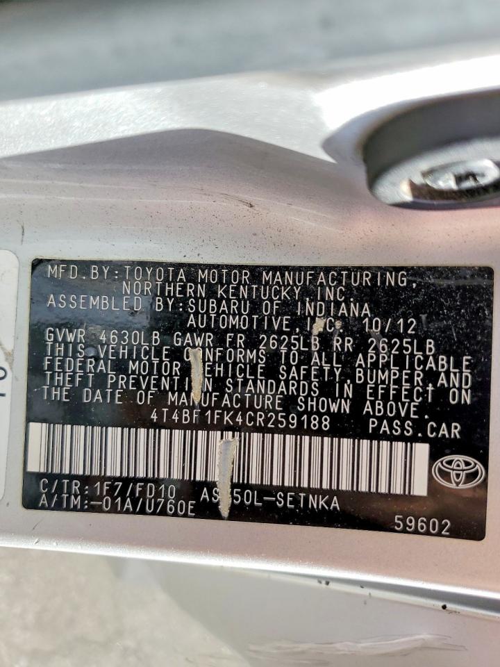 2012 TOYOTA CAMRY LE photo 13