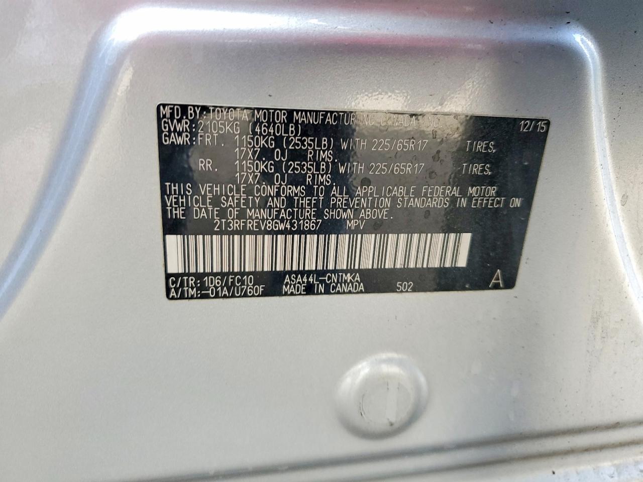 2016 TOYOTA RAV4 XLE photo 13