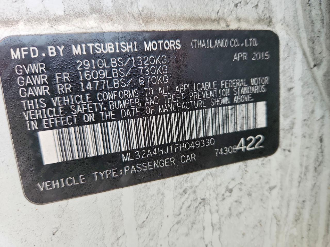 2015 MITSUBISHI MIRAGE ES photo 23