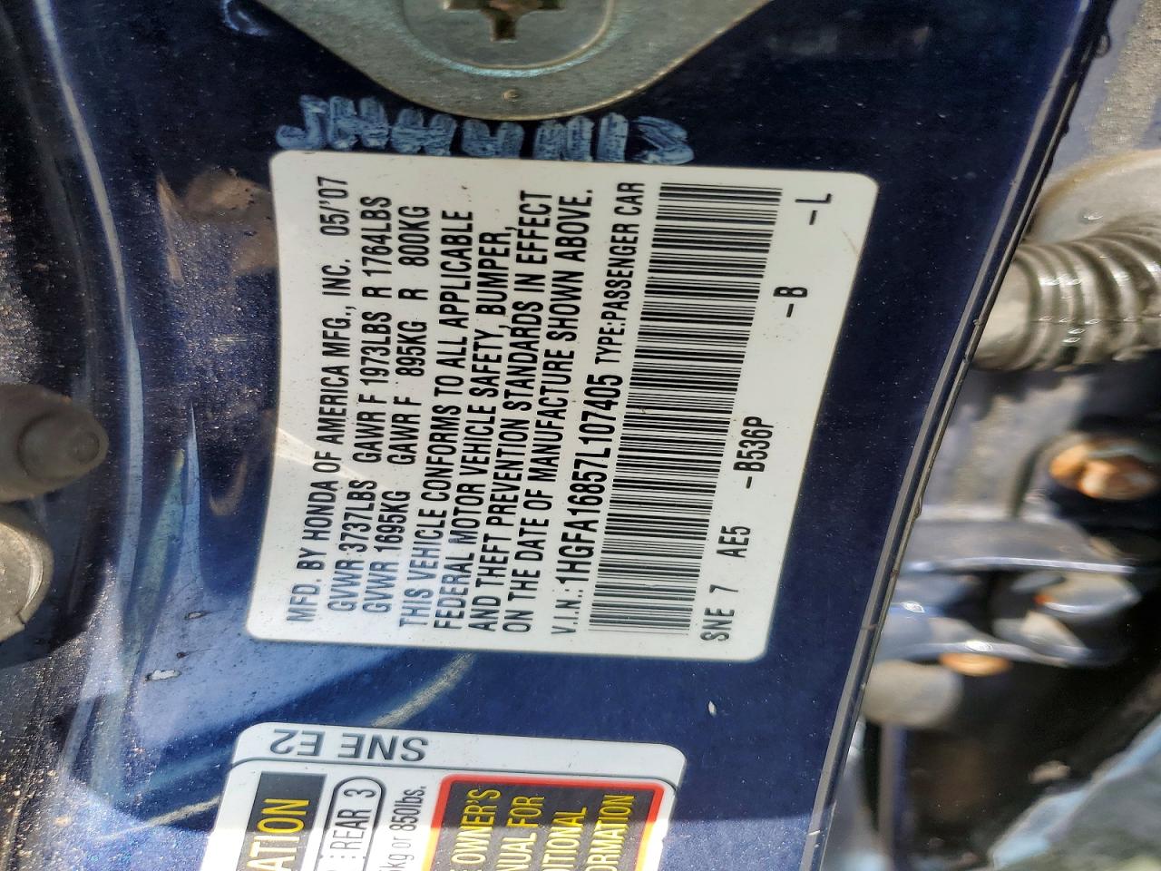 2007 HONDA CIVIC EX photo 25