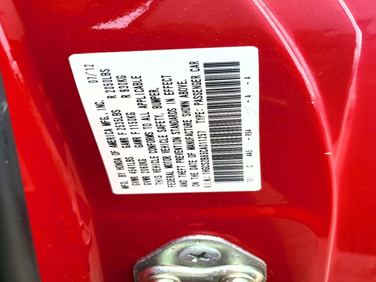 2012 HONDA ACCORD EXL photo 23
