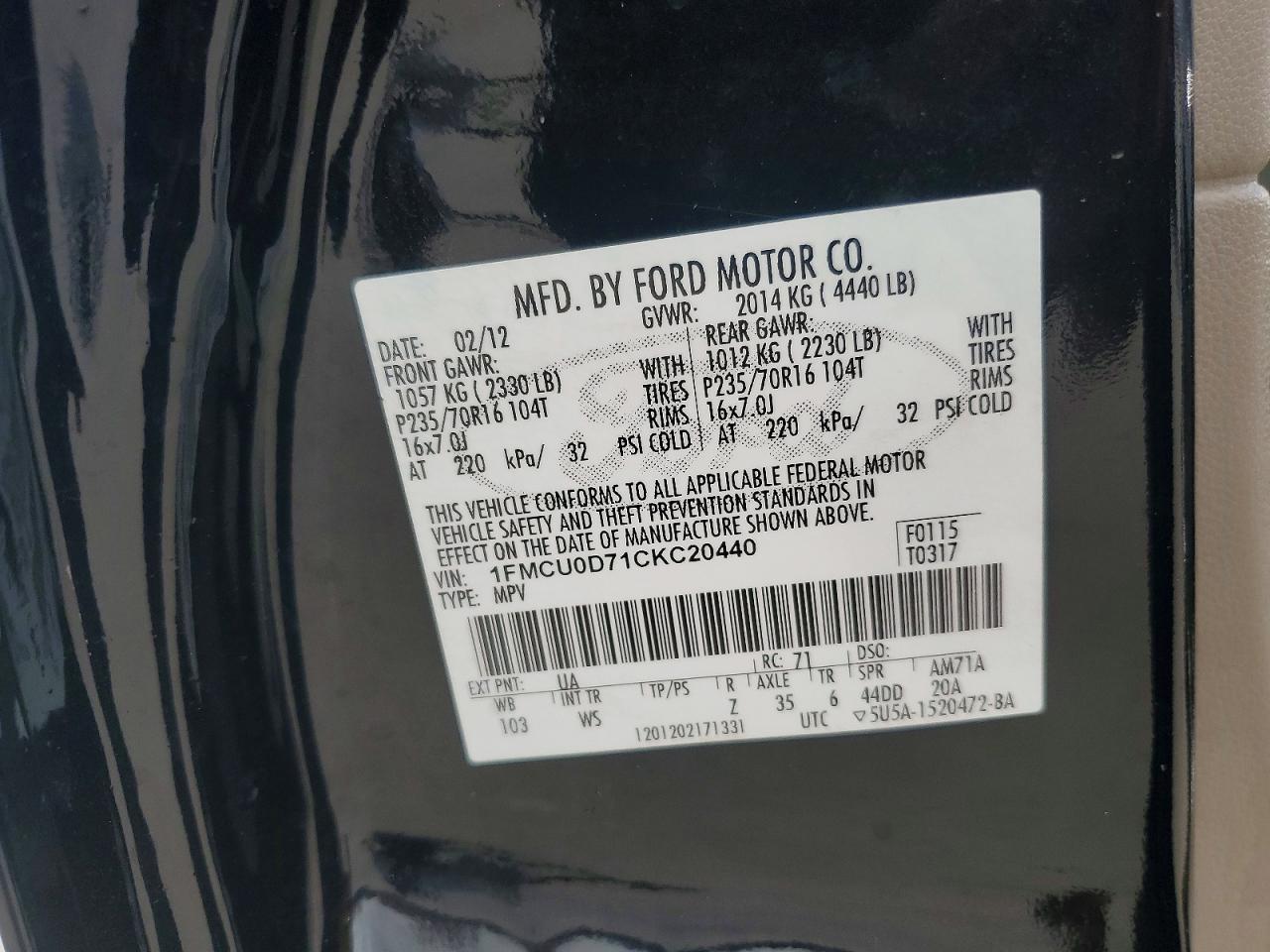 2012 FORD ESCAPE XLT photo 27