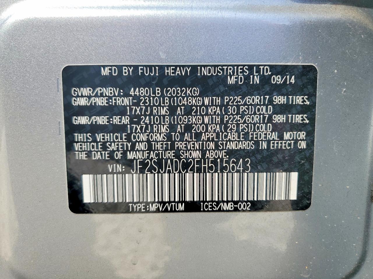 2015 SUBARU FORESTER 2.5I PREMIUM photo 13