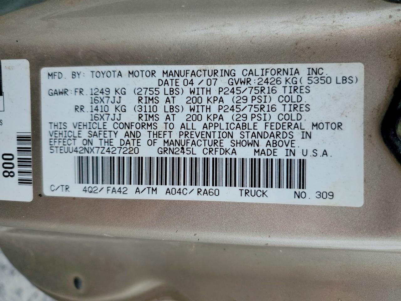 2007 TOYOTA TACOMA V6 photo 23
