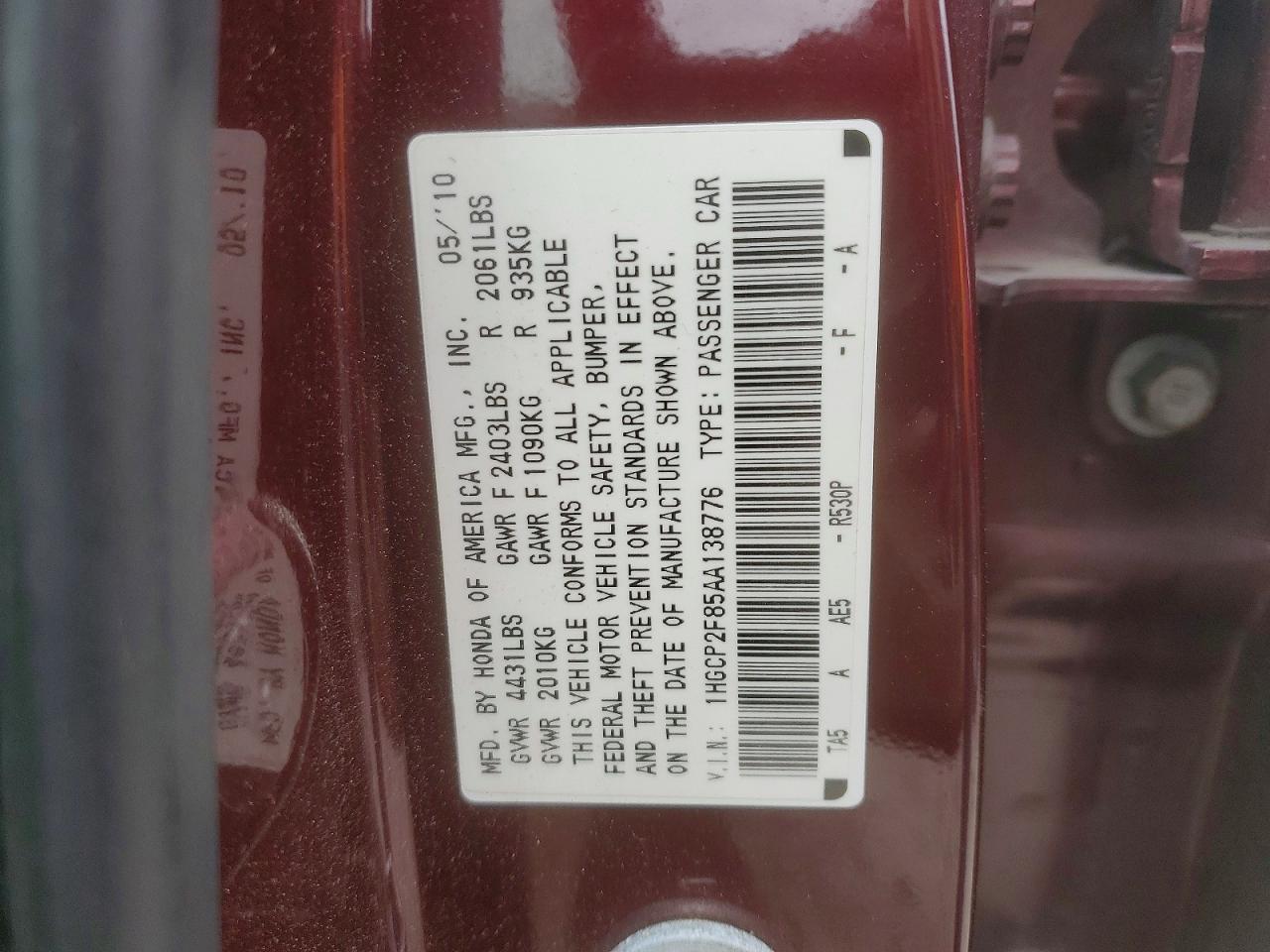2010 HONDA ACCORD EXL photo 23
