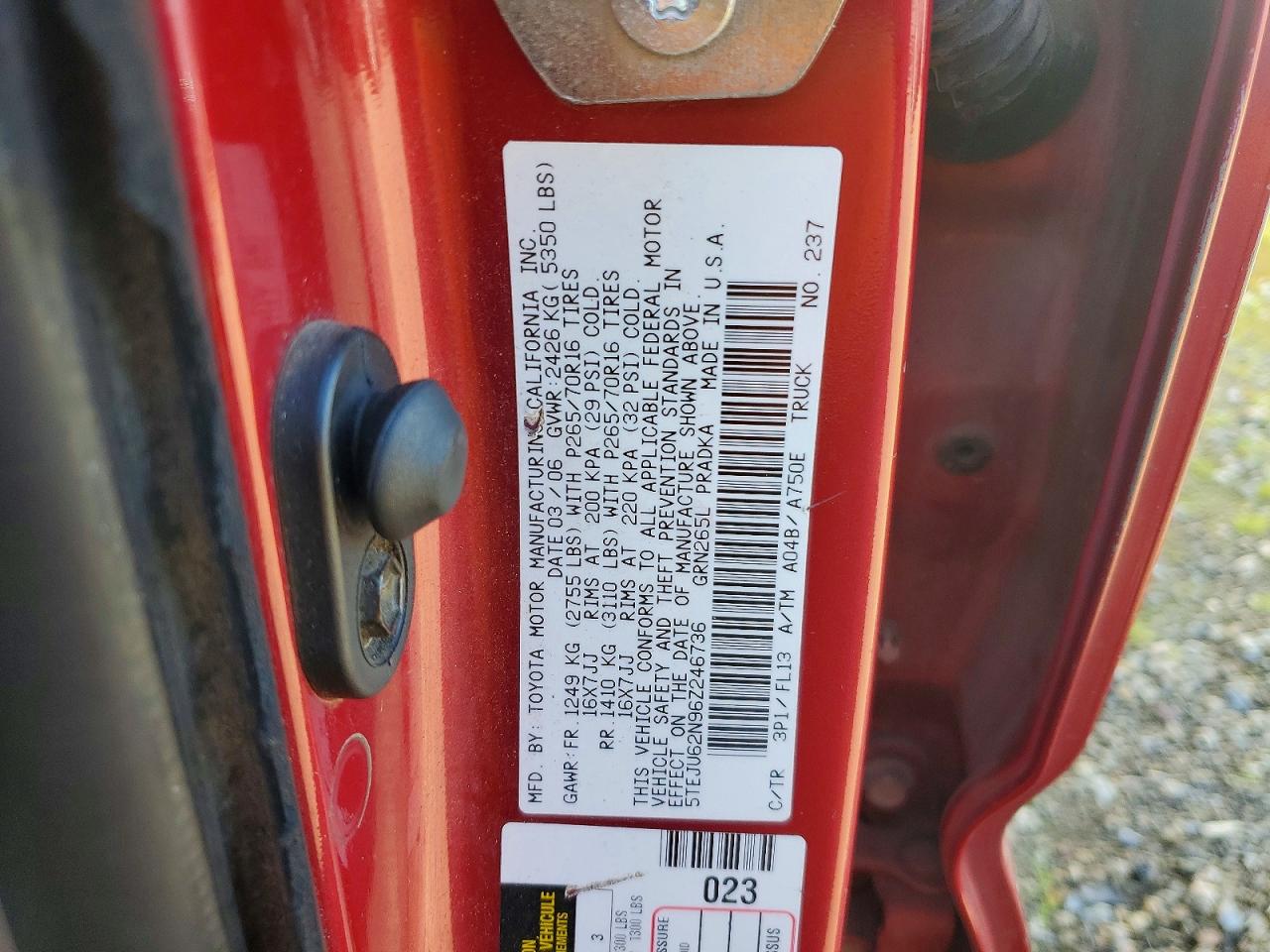 2006 TOYOTA TACOMA PRERUNNER V6 photo 23