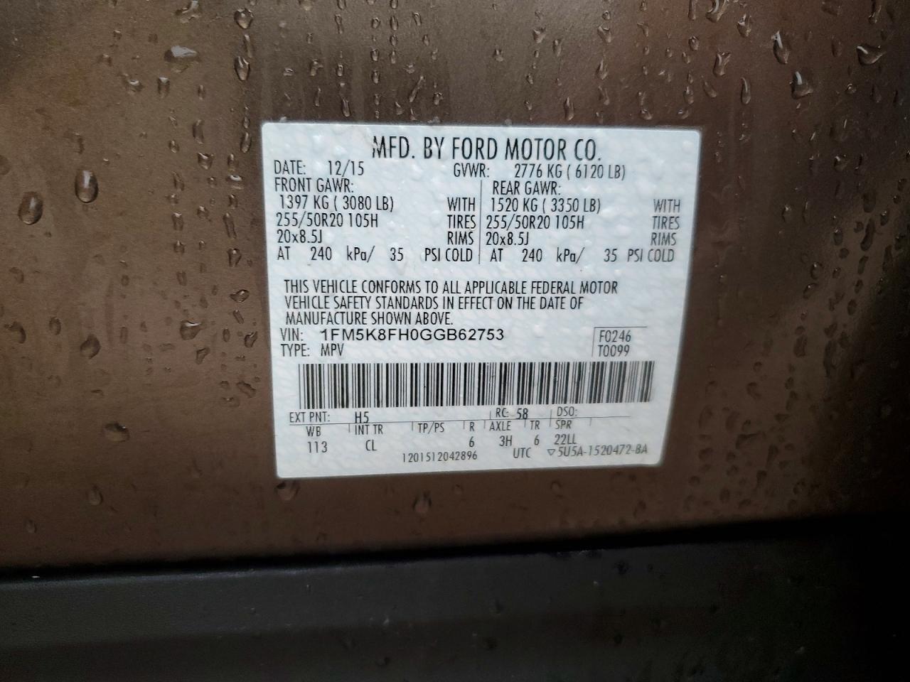 2016 FORD EXPLORER LIMITED photo 25