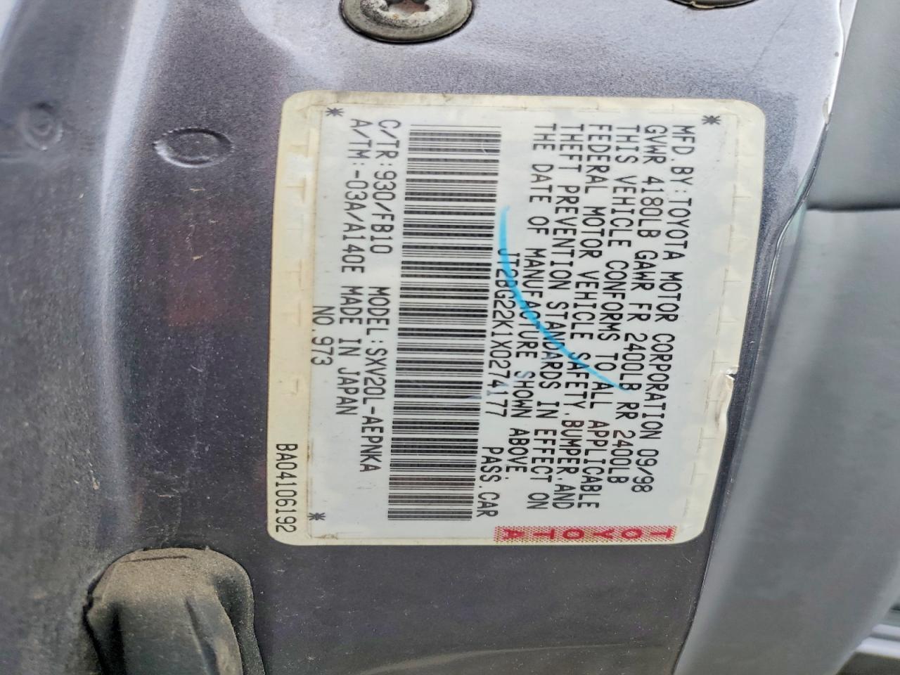 1999 TOYOTA CAMRY LE photo 23