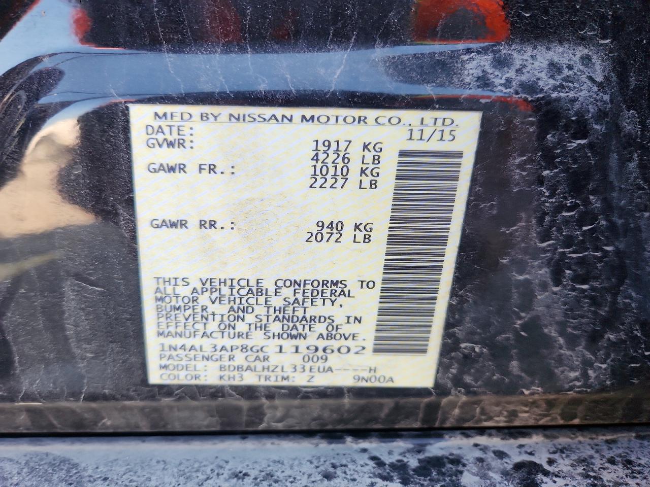 2016 NISSAN ALTIMA 2.5 SR photo 12