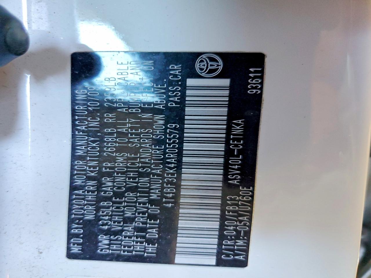 2010 TOYOTA CAMRY BASE photo 12