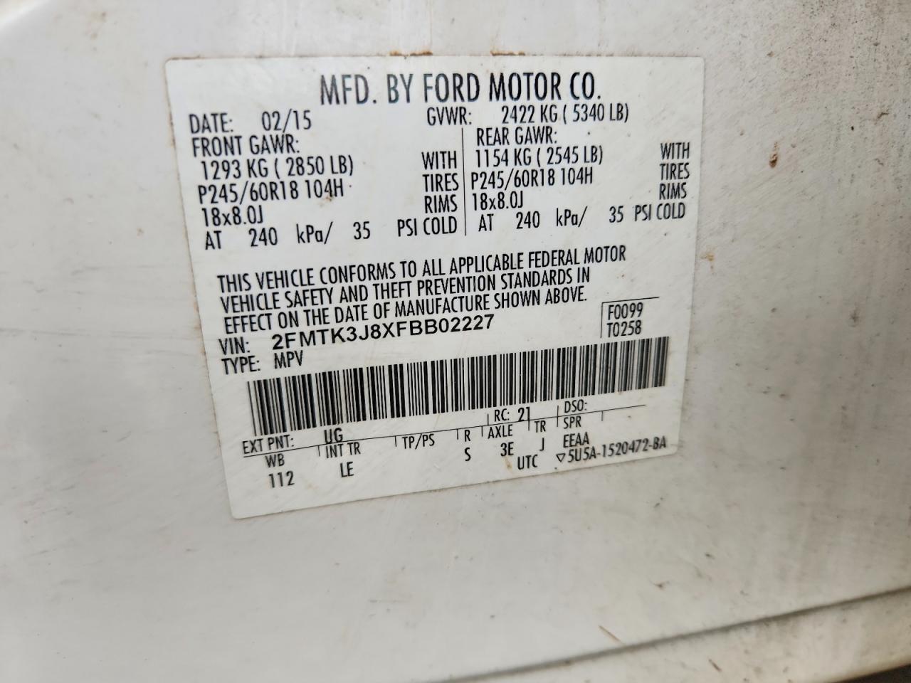2015 FORD EDGE SEL photo 37