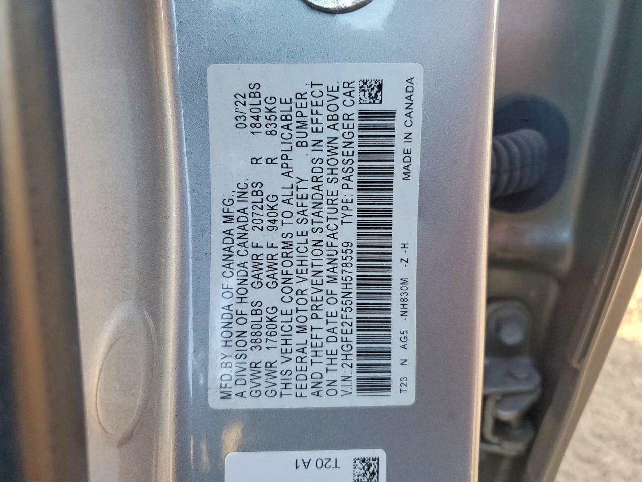 2022 HONDA CIVIC SPORT photo 23