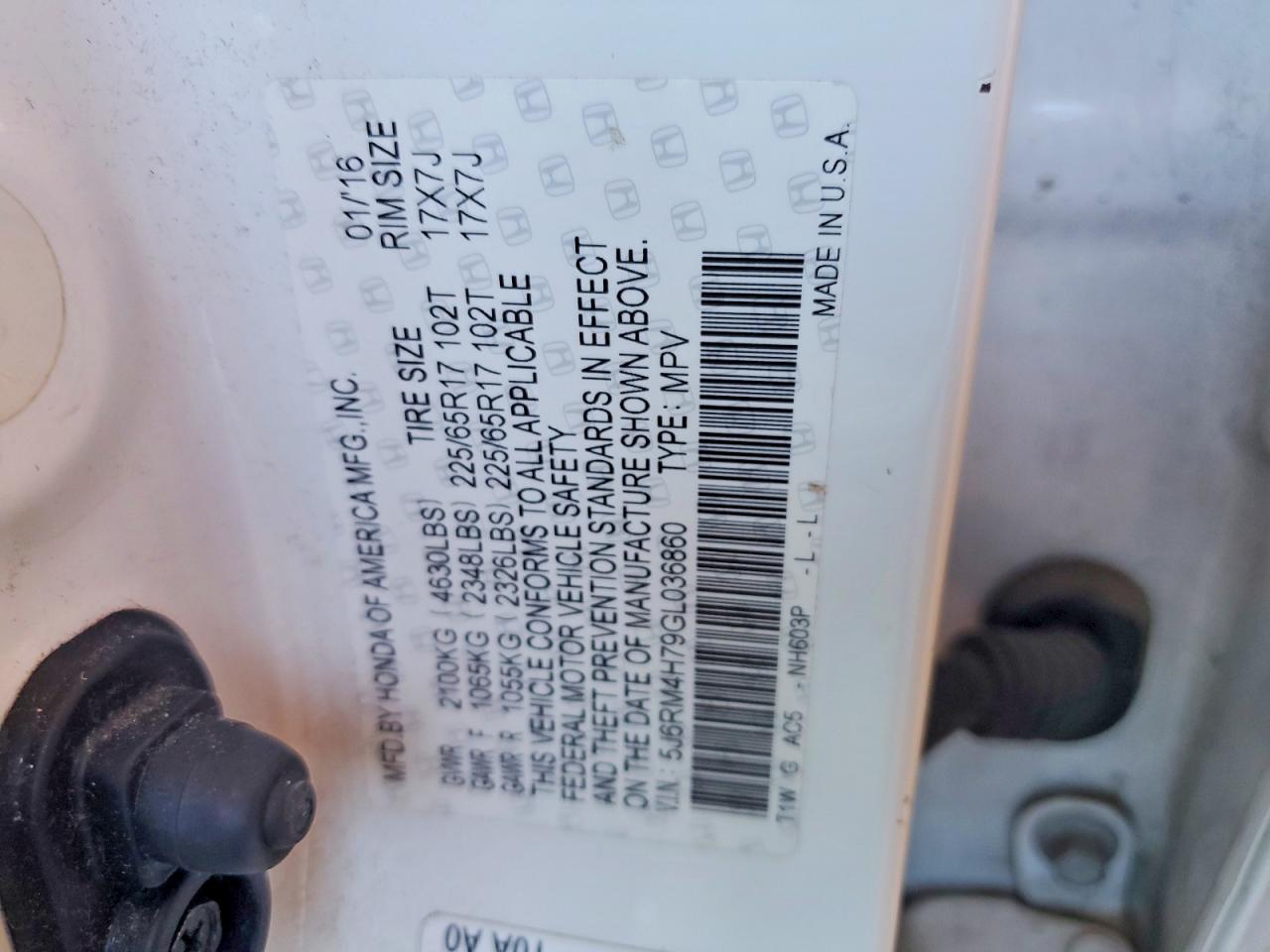 2016 HONDA CR-V EXL photo 23