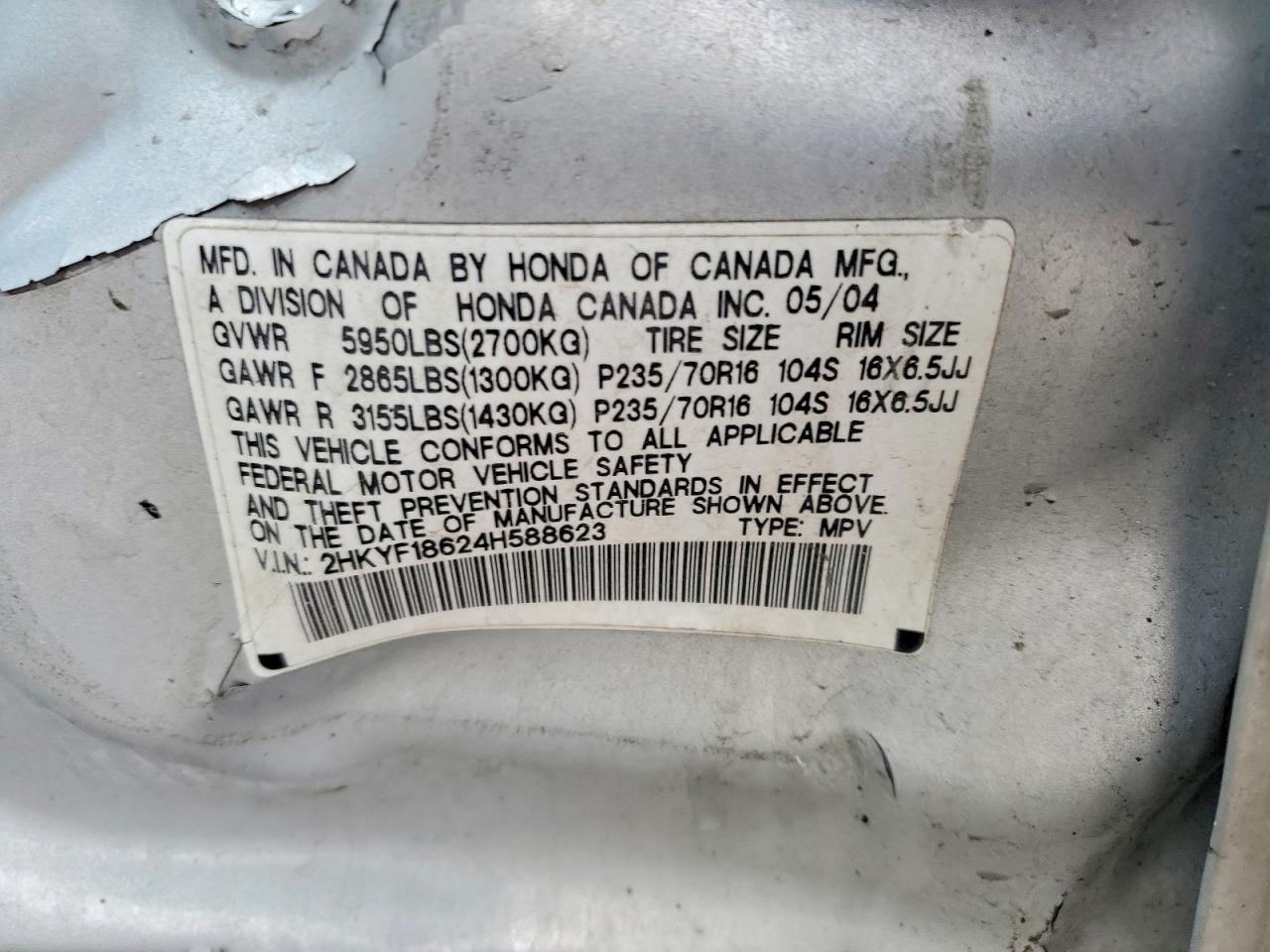 2004 HONDA PILOT EXL photo 12