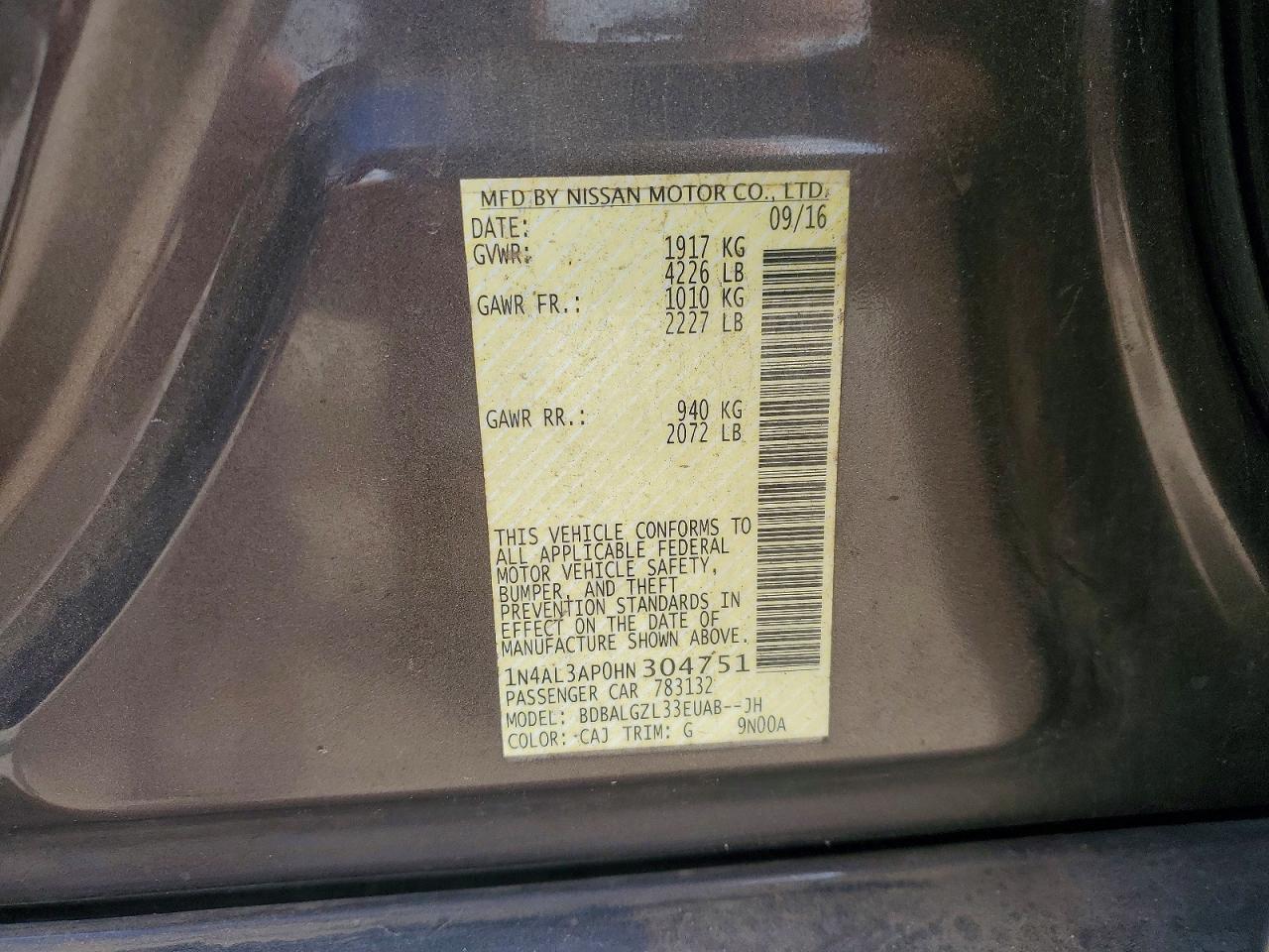 2017 NISSAN ALTIMA 2.5 S photo 37