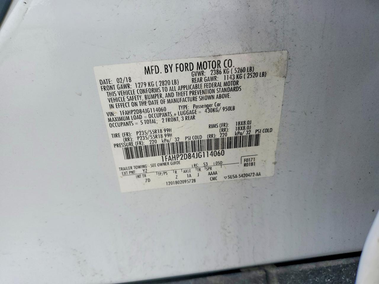 2018 FORD TAURUS SE photo 12