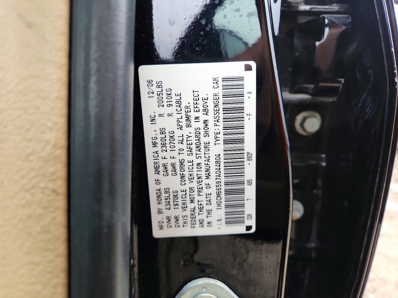 2007 HONDA ACCORD EX photo 23