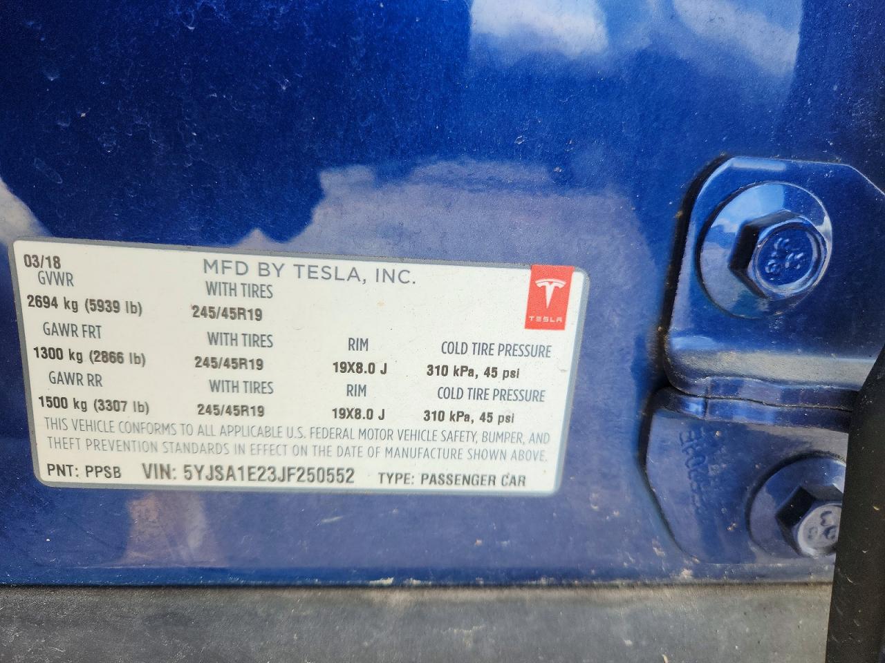2018 TESLA MODEL S photo 12