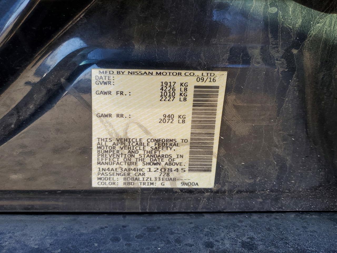 2017 NISSAN ALTIMA 2.5 SV photo 12