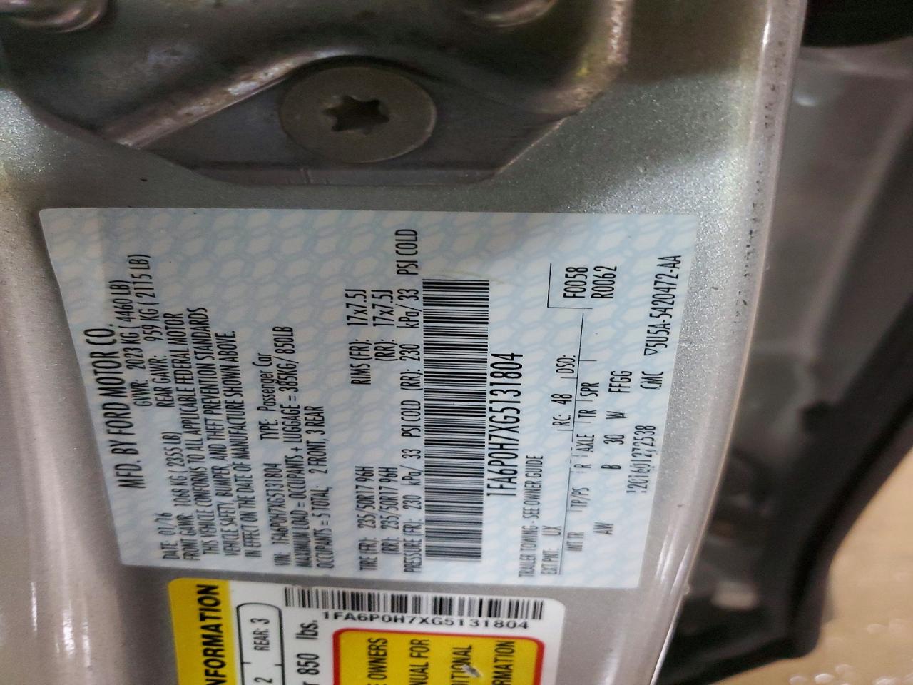 2016 FORD FUSION SE photo 12