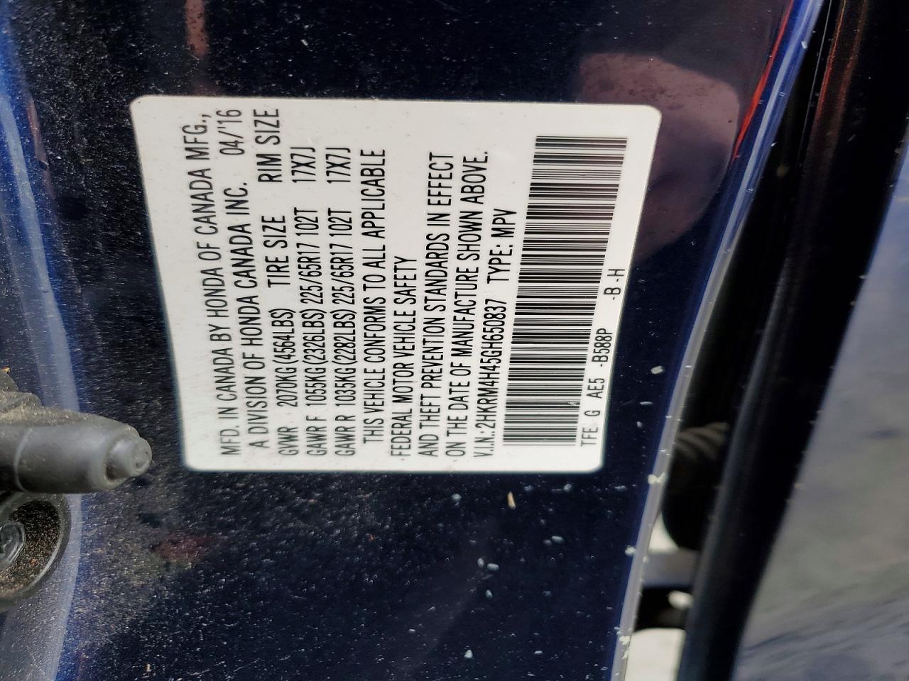 2016 HONDA CR-V SE photo 25