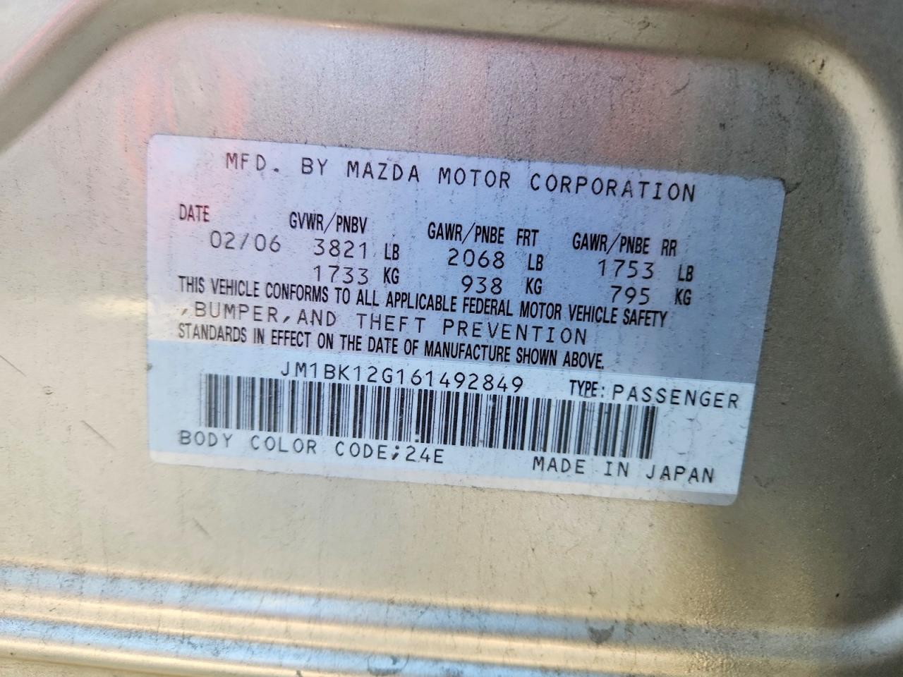 2006 MAZDA 3 I photo 12