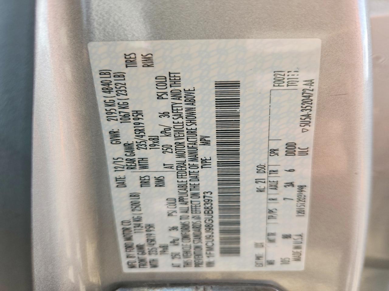 2016 FORD ESCAPE TITANIUM photo 14