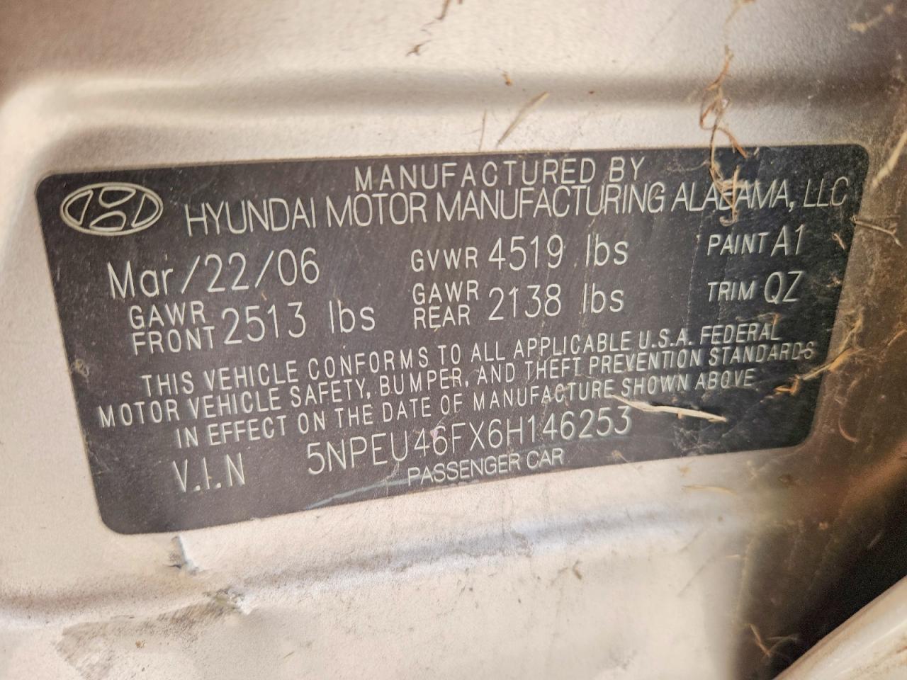 2006 HYUNDAI SONATA GLS V6 photo 12