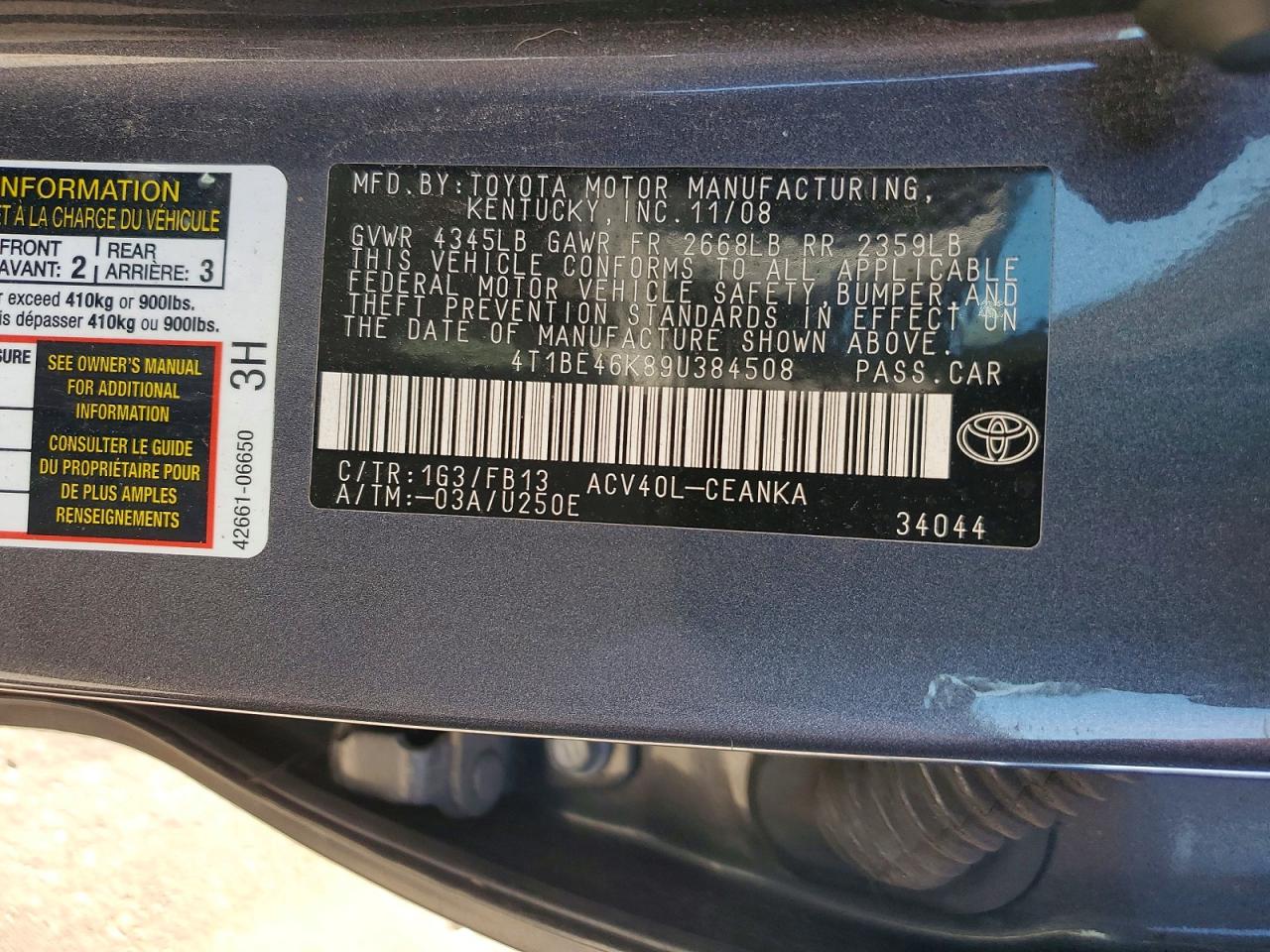 2009 TOYOTA CAMRY LE photo 34