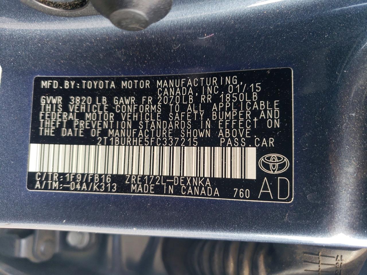 2015 TOYOTA COROLLA LE photo 12