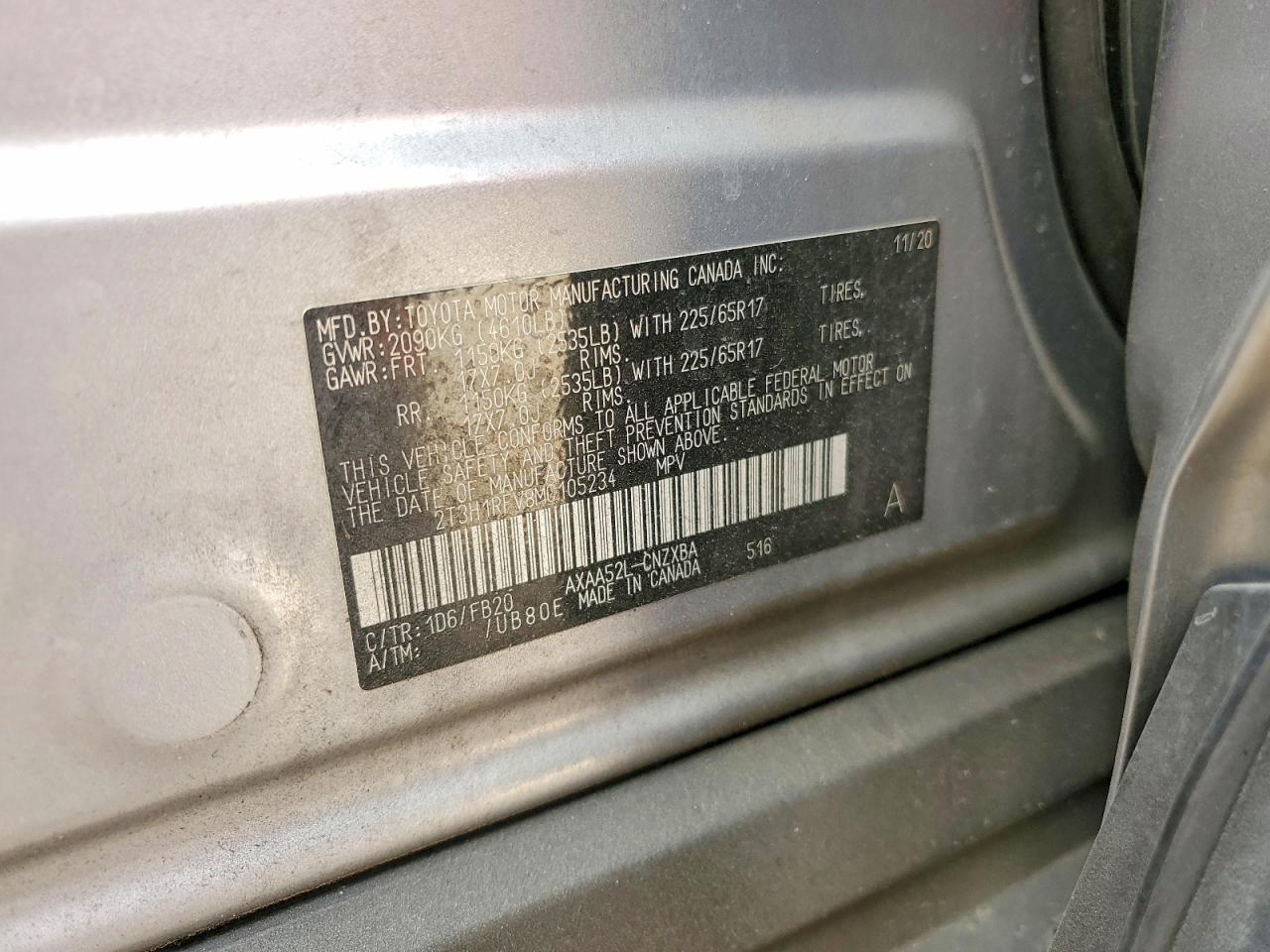 2021 TOYOTA RAV4 LE photo 12