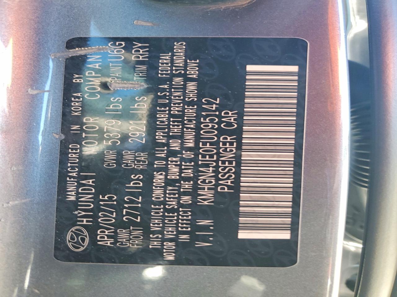 2015 HYUNDAI GENESIS 3.8L photo 12