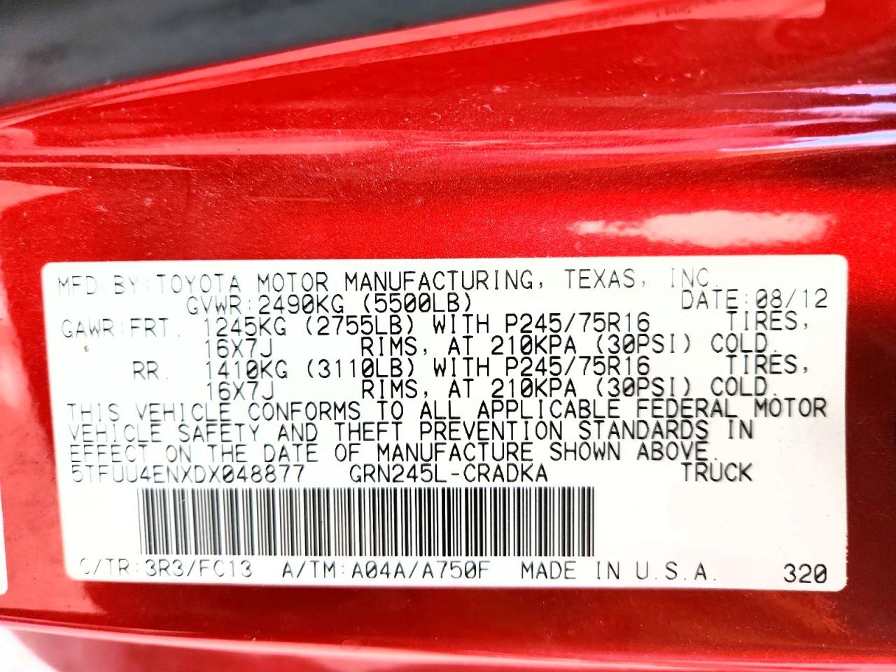 2013 TOYOTA TACOMA V6 photo 13