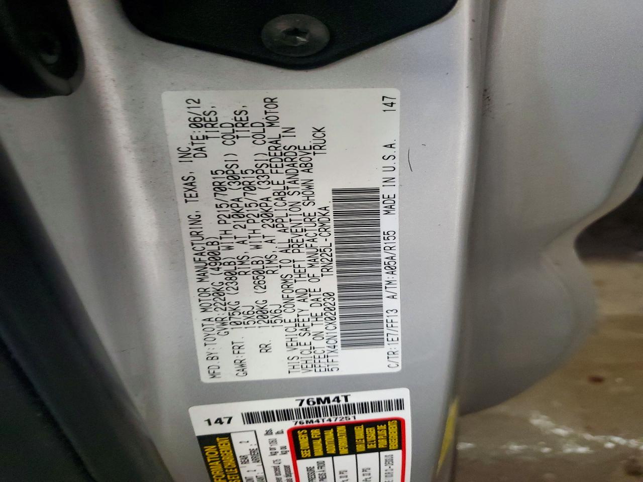 2012 TOYOTA TACOMA BASE photo 25