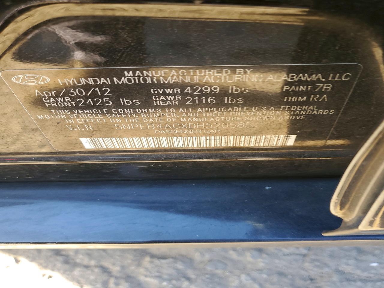 2013 HYUNDAI SONATA GLS photo 34
