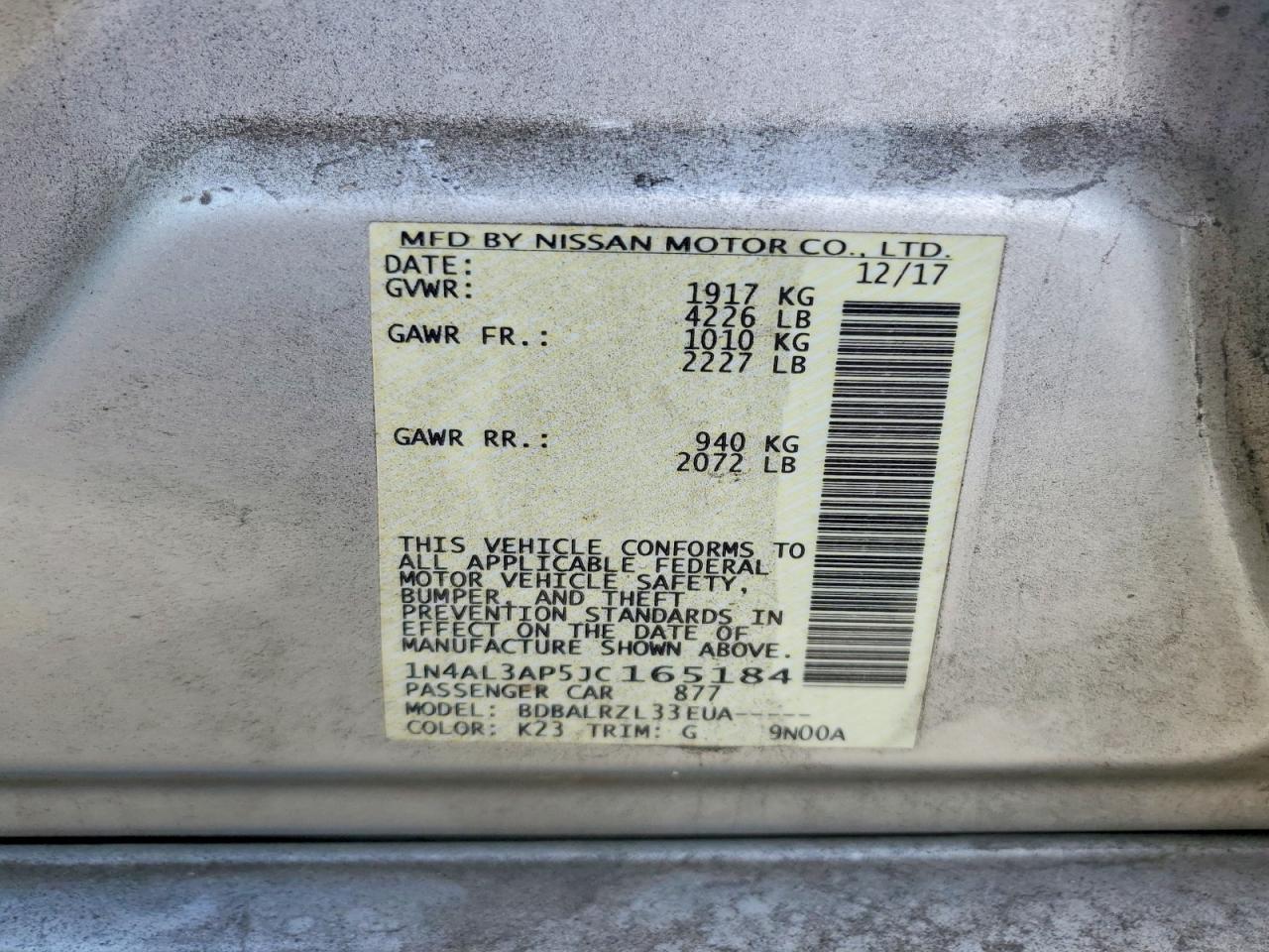 2018 NISSAN ALTIMA 2.5 SL photo 23