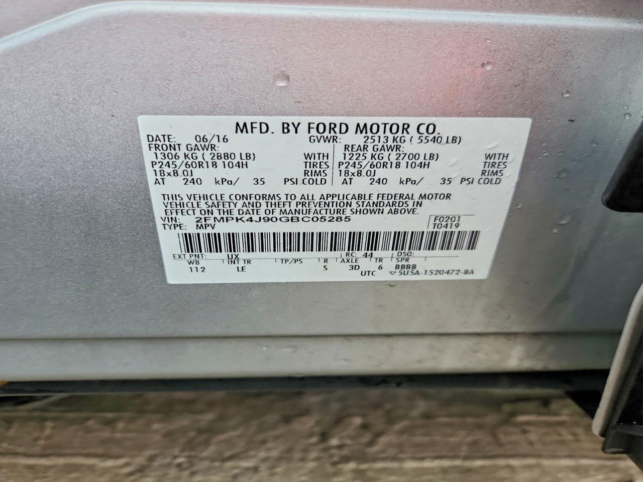 2016 FORD EDGE SEL photo 25