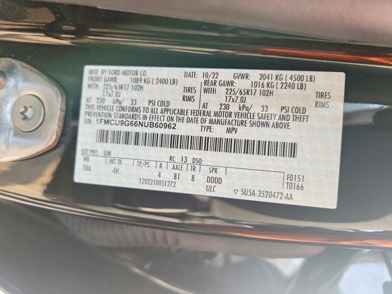 2022 FORD ESCAPE SE photo 14