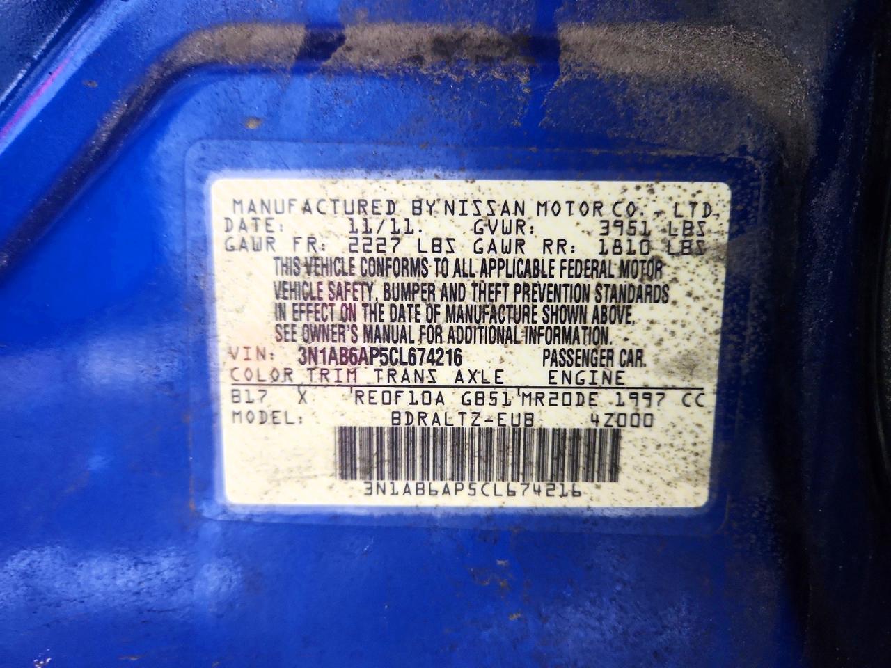 2012 NISSAN SENTRA 2.0 photo 12