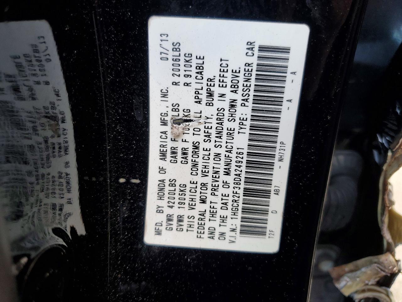 2013 HONDA ACCORD LX photo 12