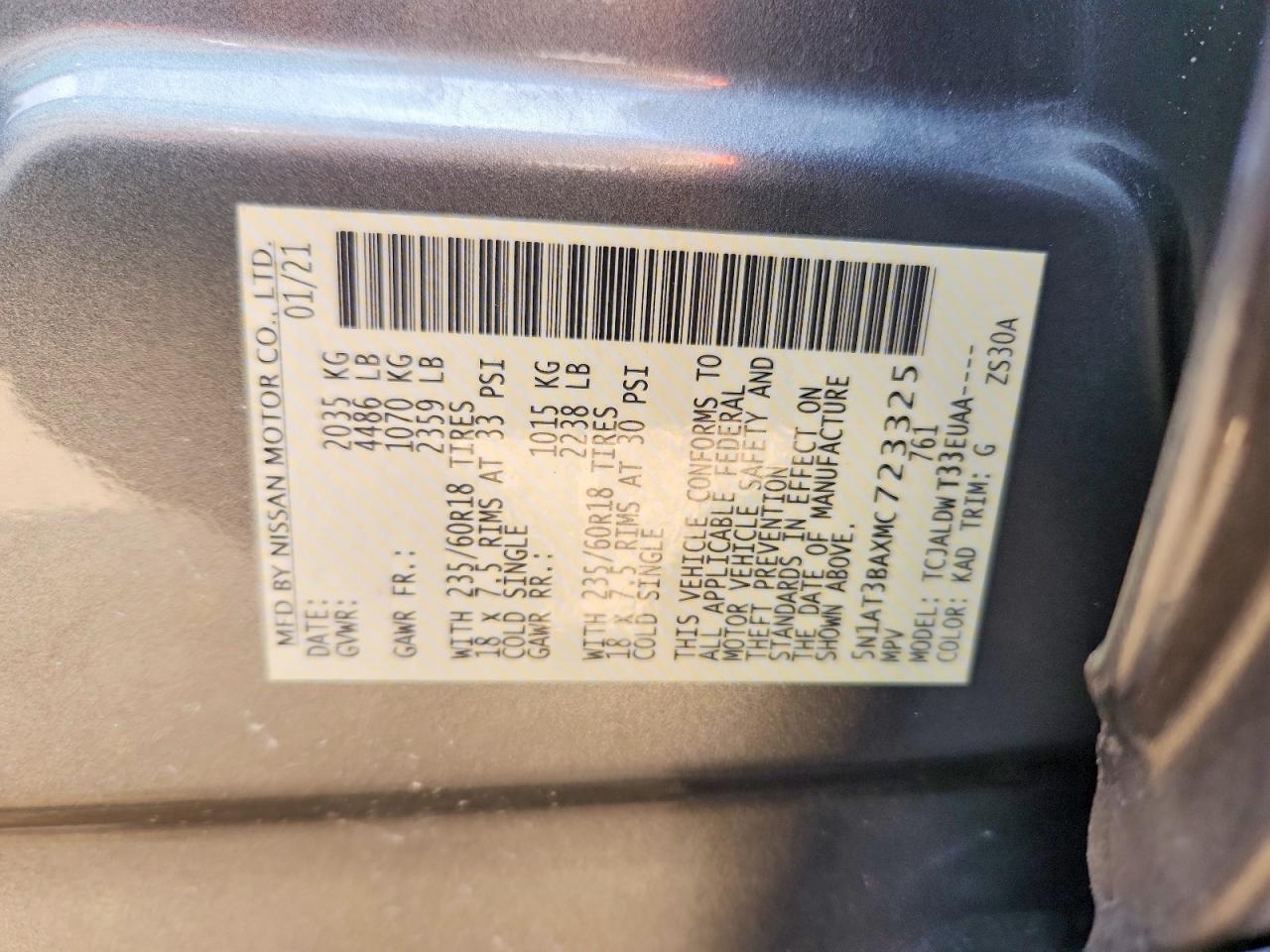 2021 NISSAN ROGUE SV photo 37