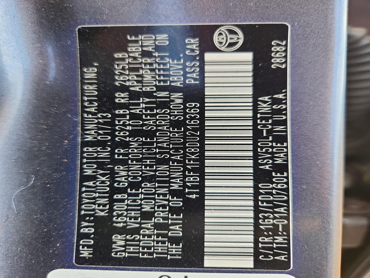 2013 TOYOTA CAMRY LE photo 13