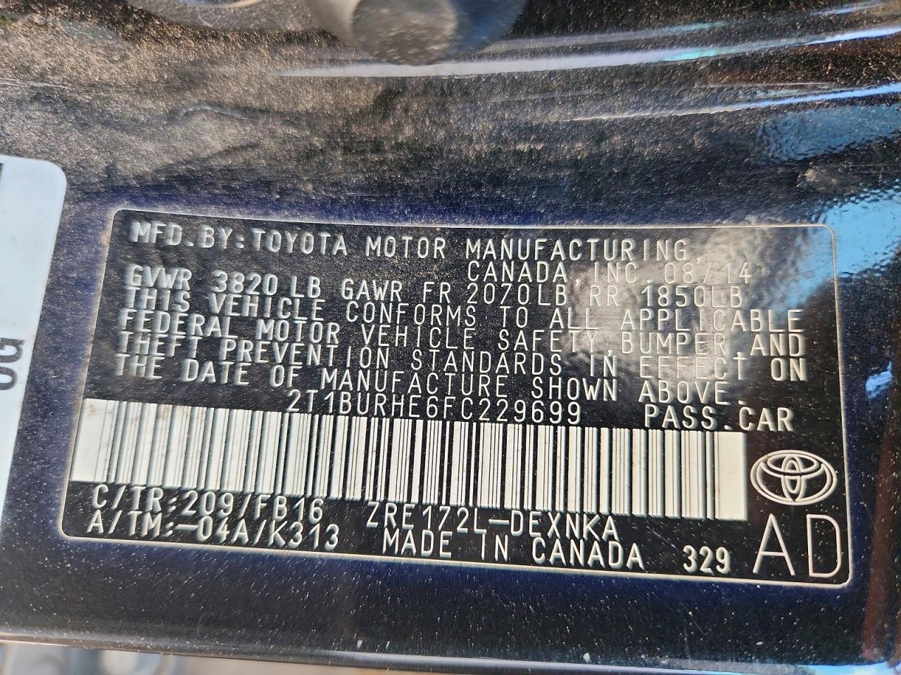 2015 TOYOTA COROLLA LE photo 12