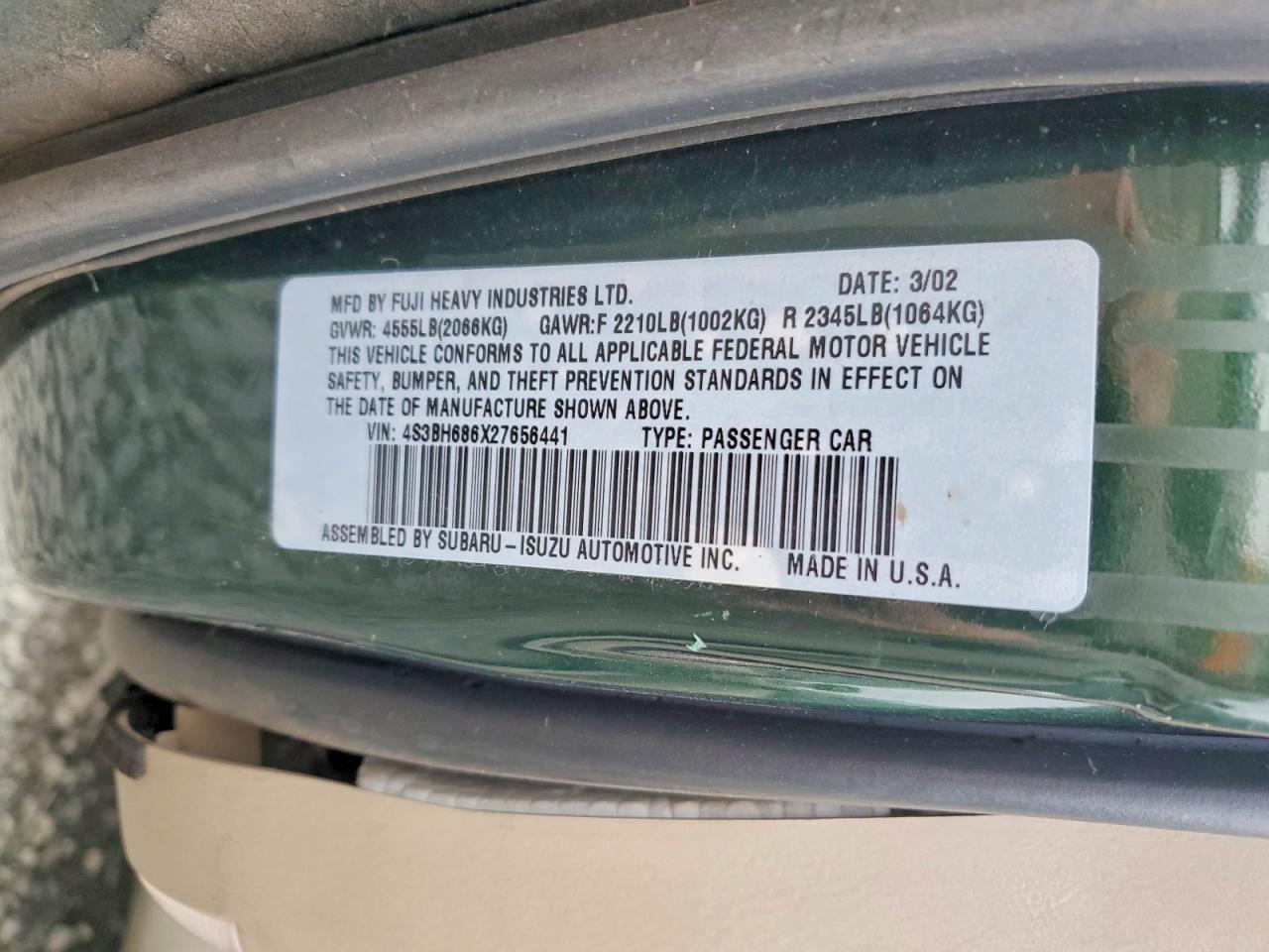 2002 SUBARU LEGACY OUTBACK LIMITED photo 12
