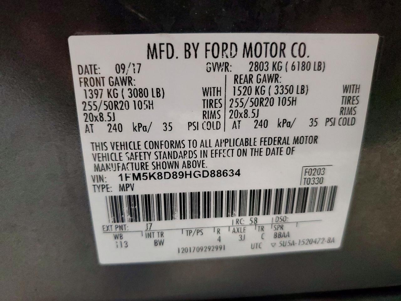 2017 FORD EXPLORER XLT photo 25