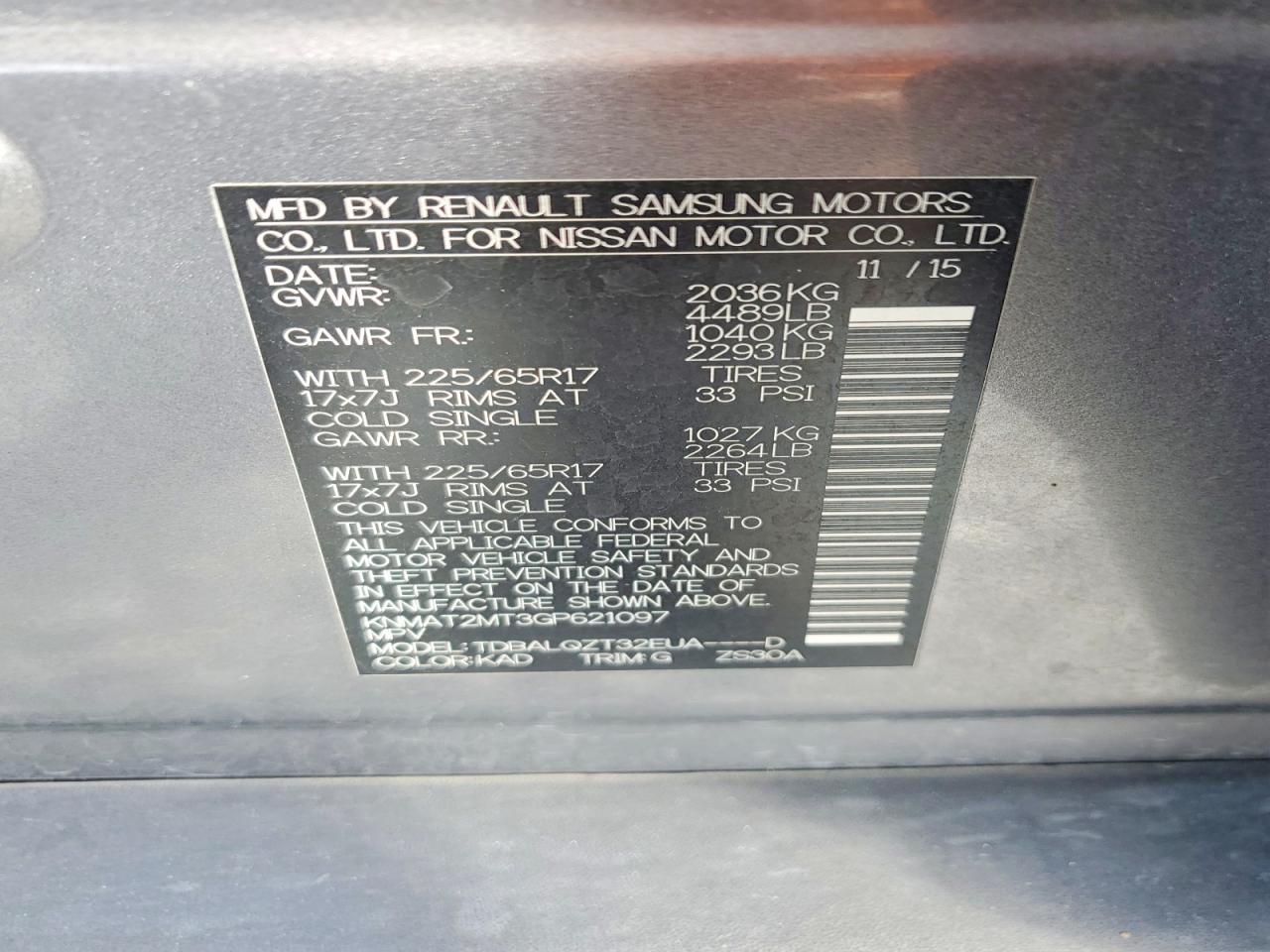 2016 NISSAN ROGUE SV photo 25